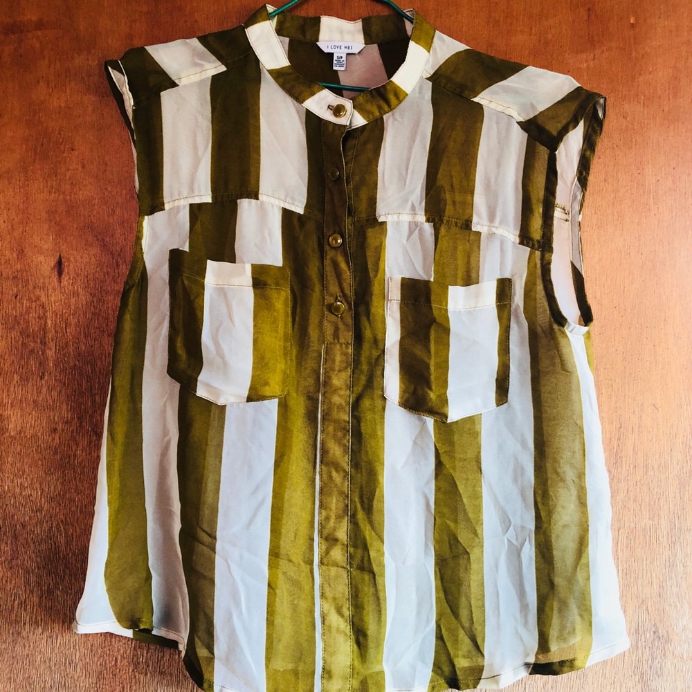 Striped Crop Button Up Top